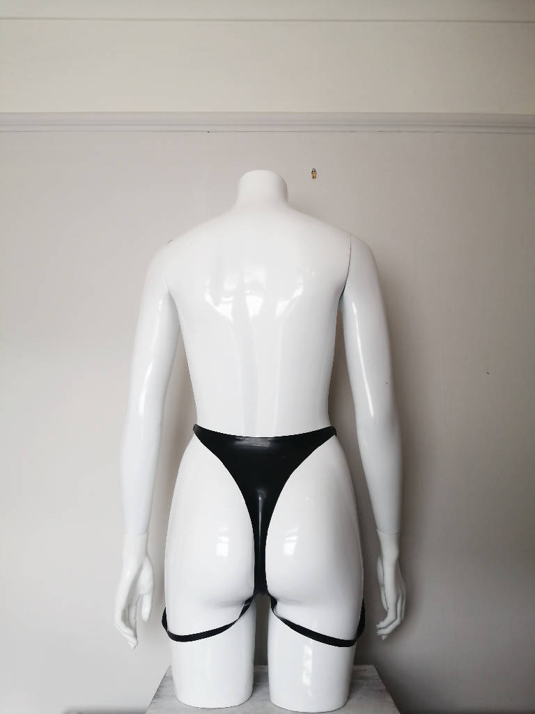 Latex High-waist Thong with Thigh Straps