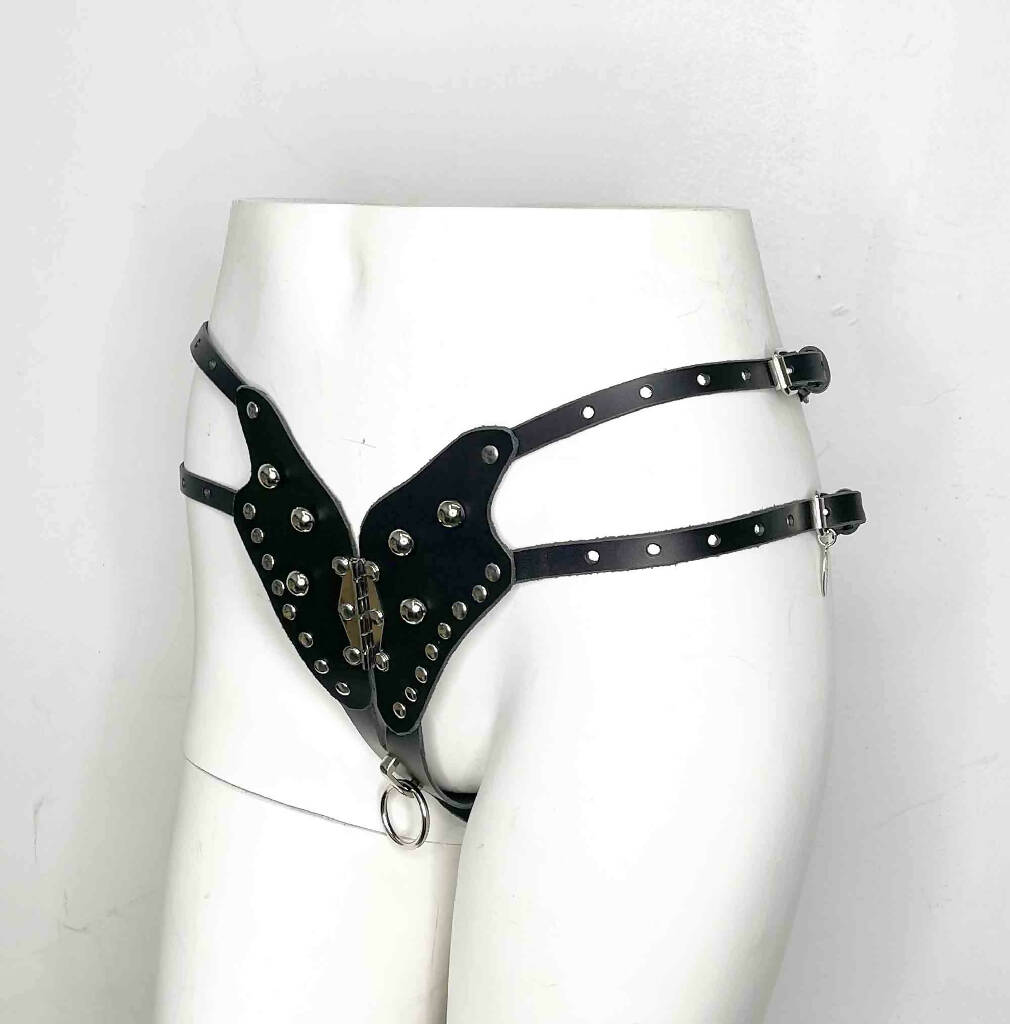 Sierra Leather Harness Thong Panty