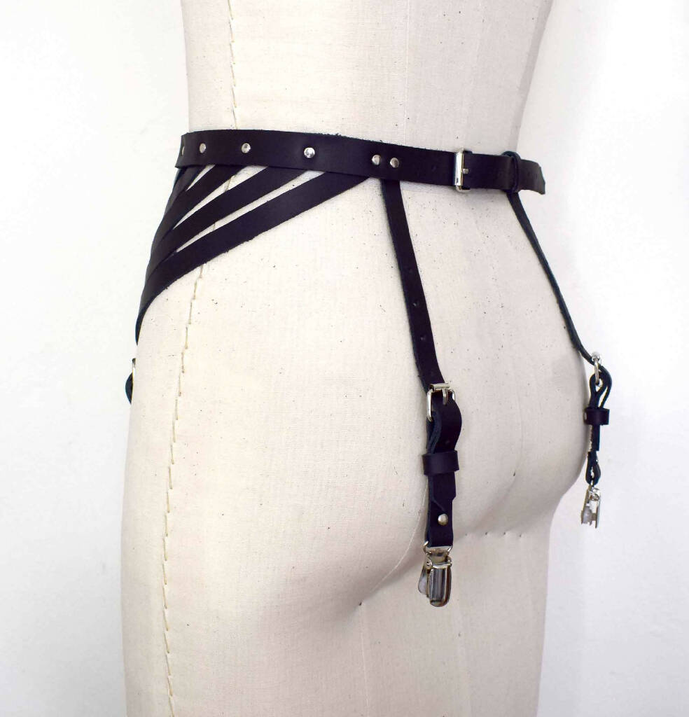 Tui Strappy Black Leather Garter Belt
