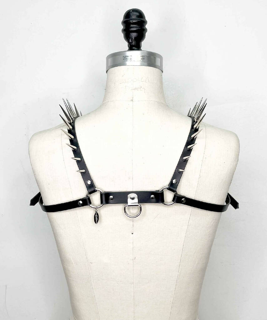 Icarus Spiked Slim Leather Bulldog Harness