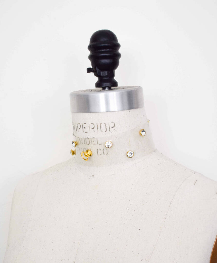 Tina Clear Vinyl Wide Collar with Rhinestones