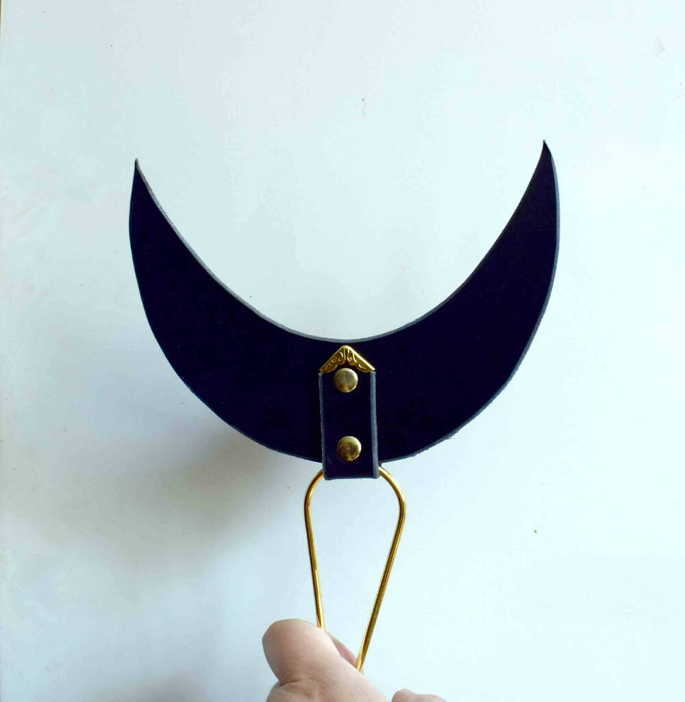 Crescent Moon Leather Hair Pin