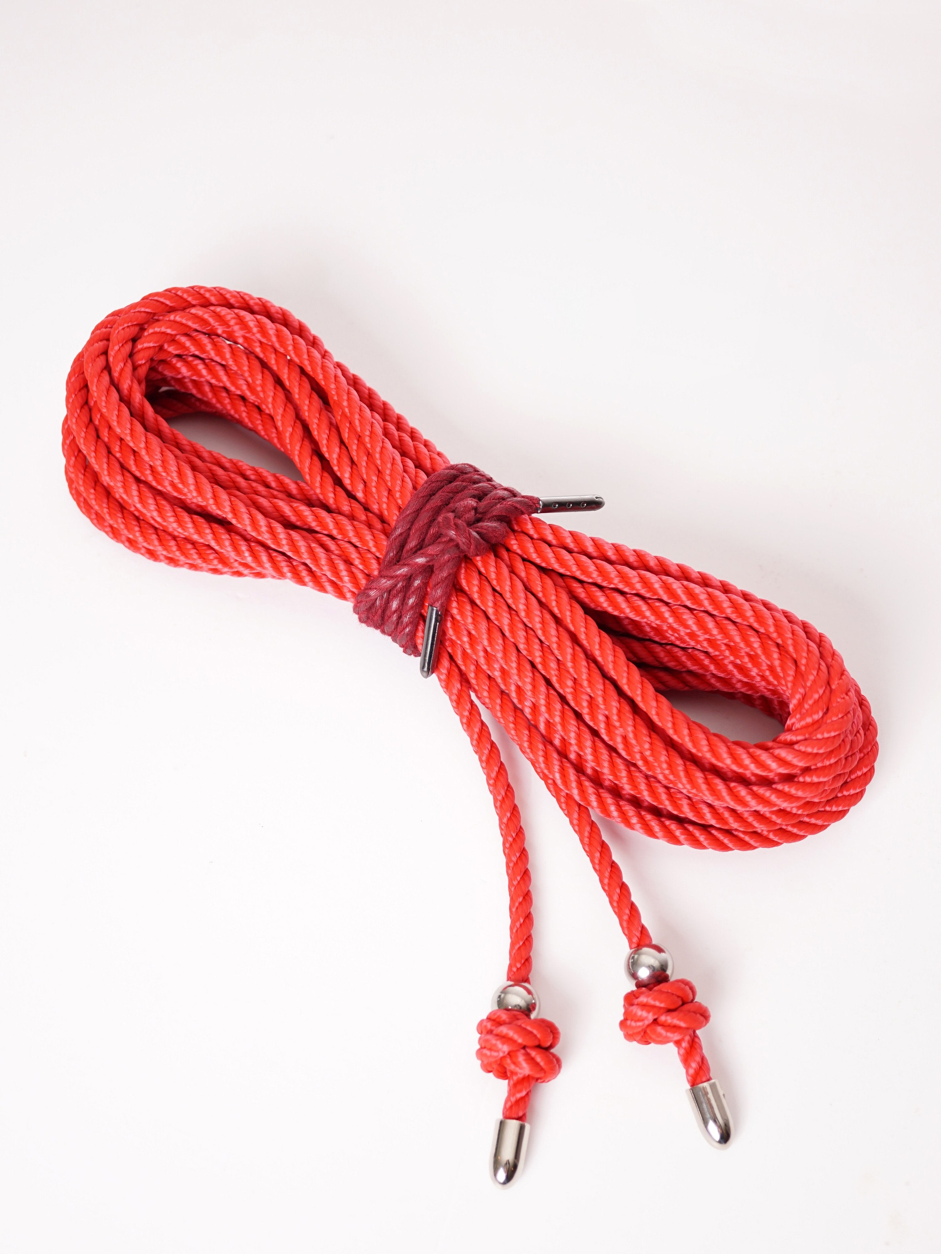 BONDAGE ROPE WITH BEAD&TIP *BLACK *BEIGE *RED