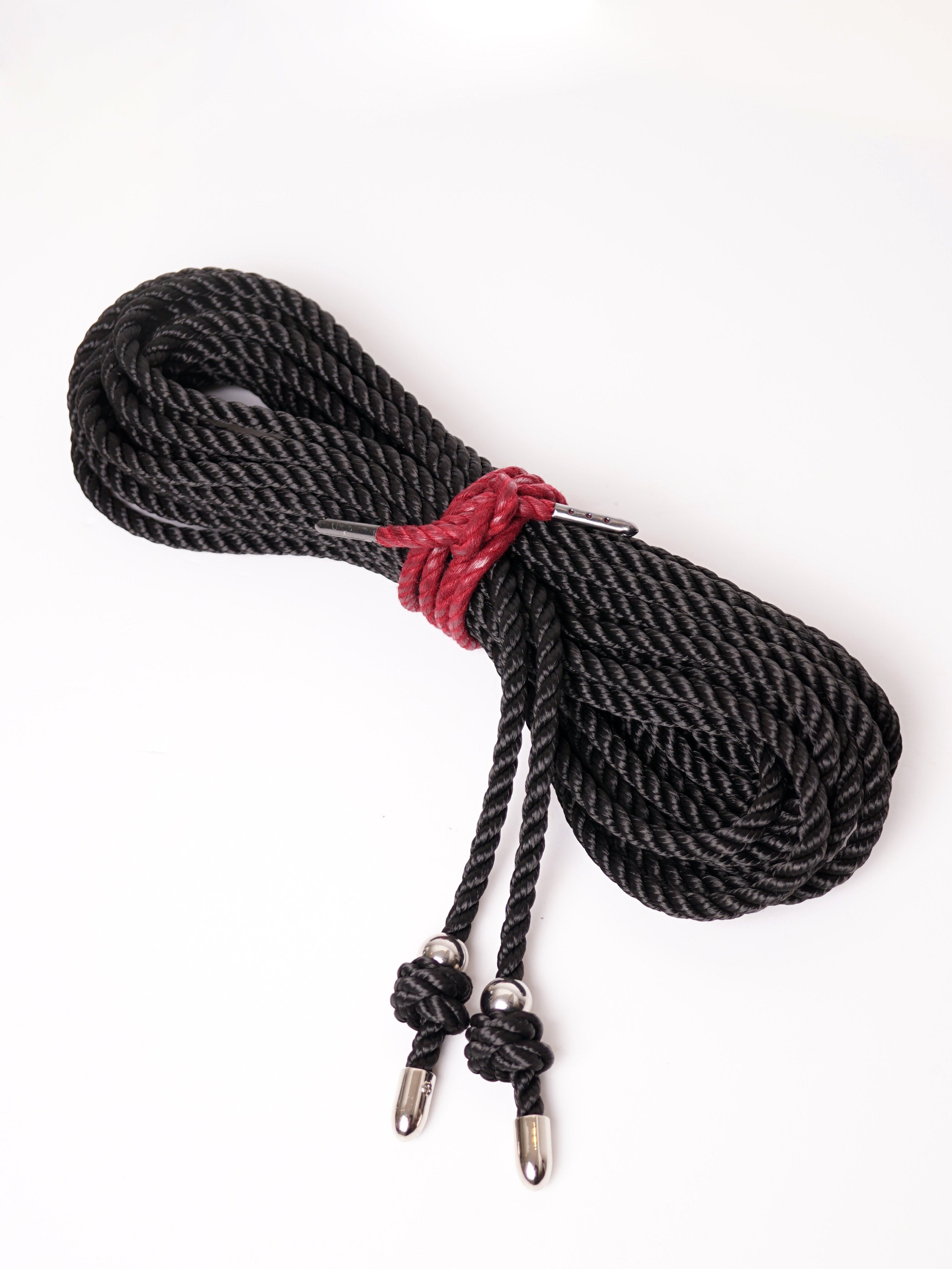 BONDAGE ROPE WITH BEAD&TIP *BLACK *BEIGE *RED