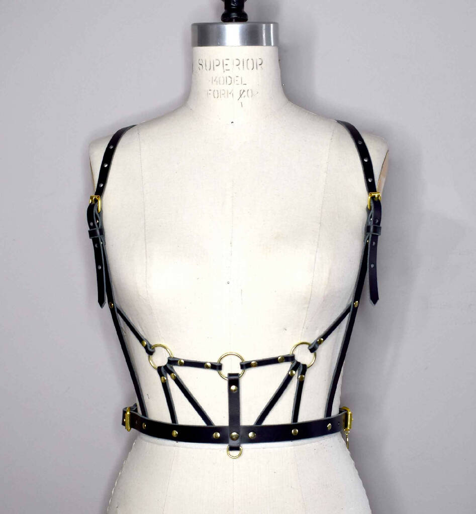 Inanna Strappy Leather Harness Bodice