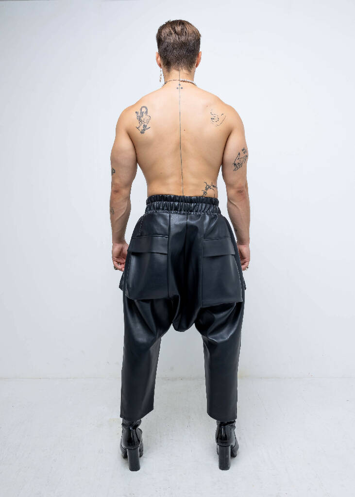 VEGAN LEATHER PKT TROUSERS