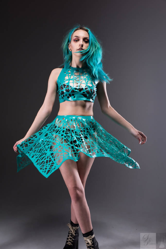 Mesh Latex Alexa Crop Top