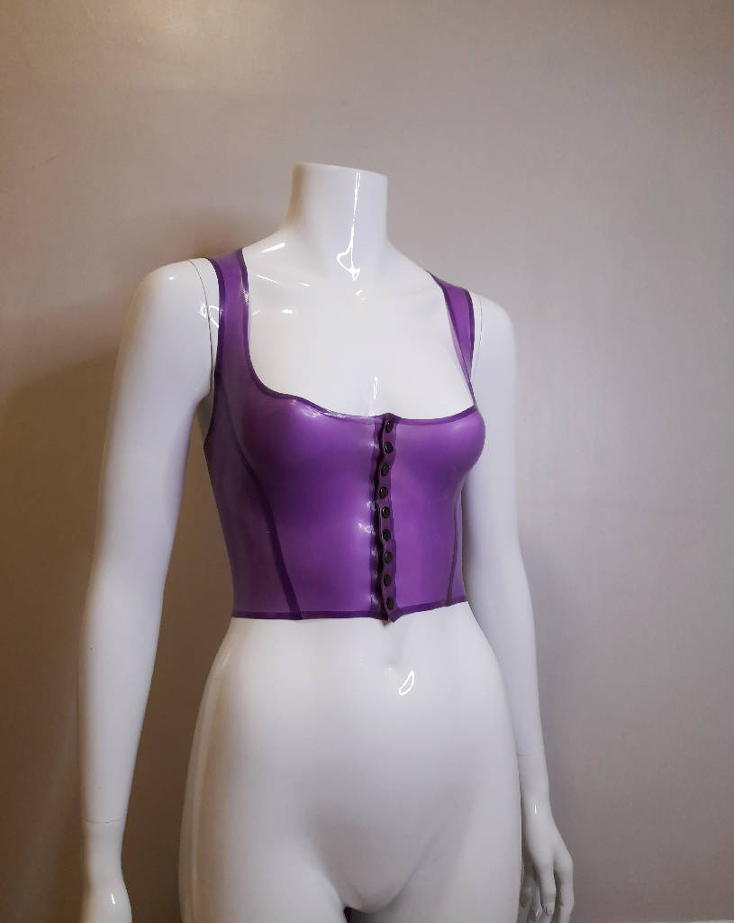 Latex Corset Style Popper Front Top, Custom Made