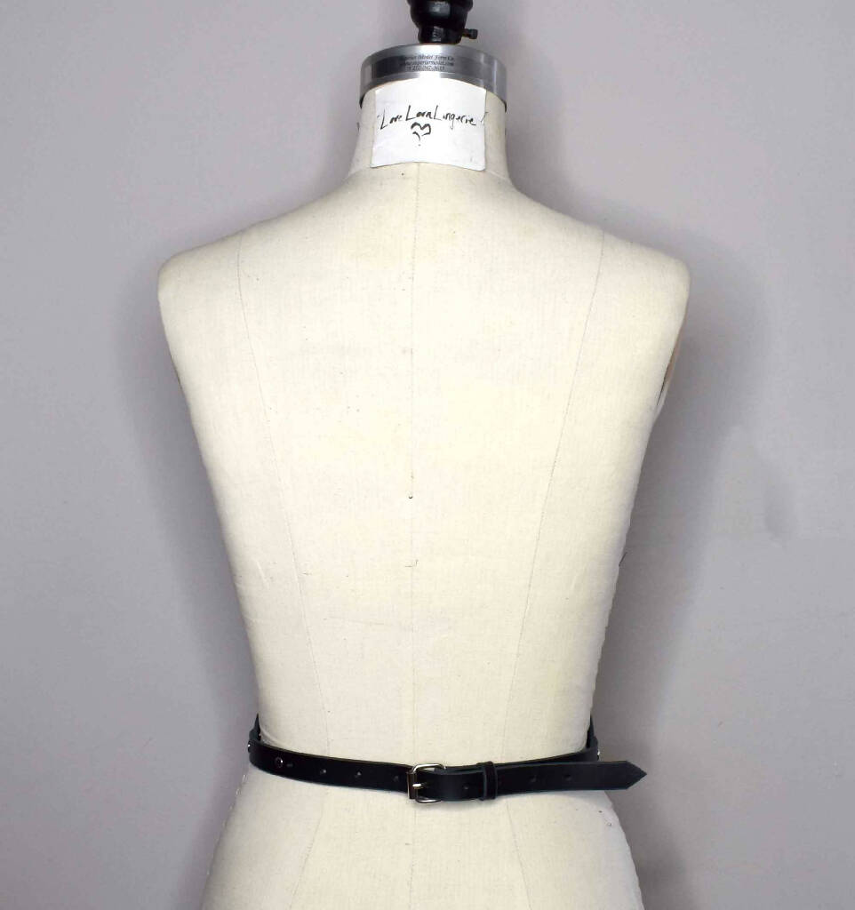 Suzy Black Leather Wide Harness Belt