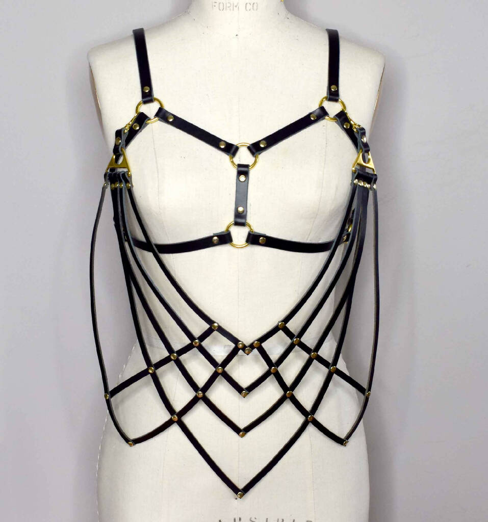 Celine Capelet Harness Bra with Removable Art Deco Capelet
