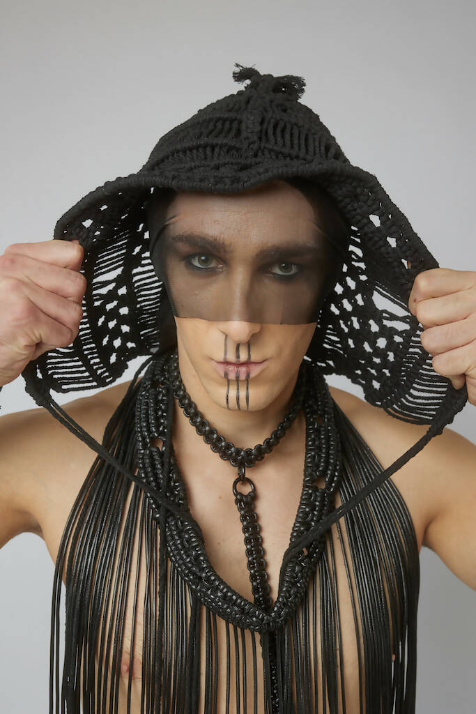 Black Macrame Hood