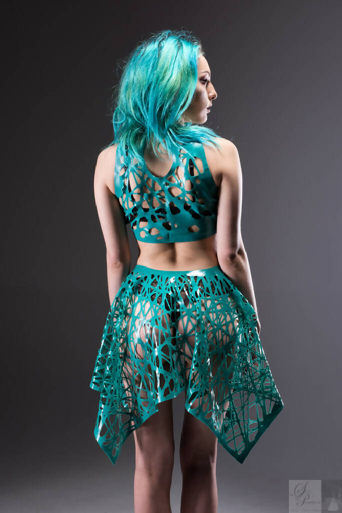 Mesh Latex Handkerchief Skirt