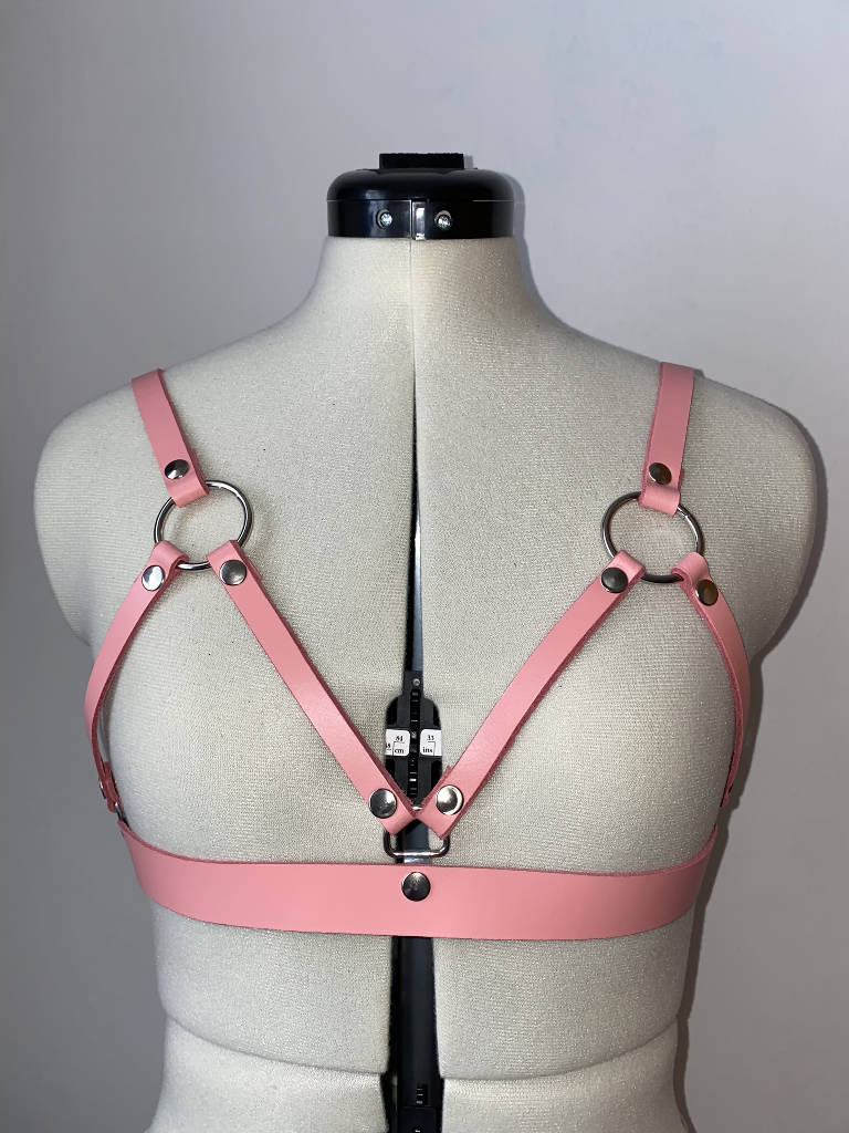 Leather Cage Harness Bra (Choice of Colours)