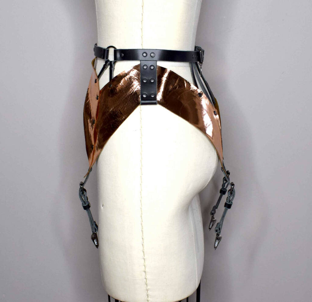 Xenia Strappy metallic Leather Garter Belt
