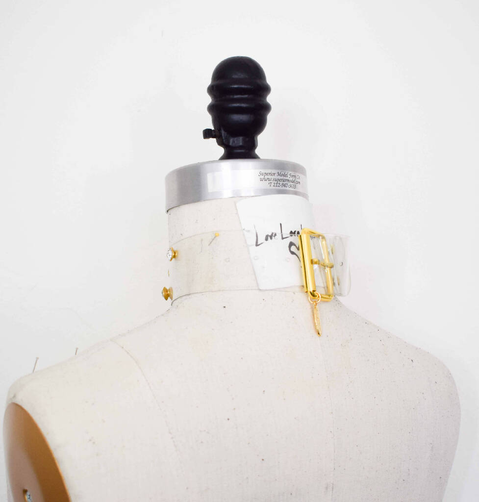 Tina Clear Vinyl Wide Collar with Rhinestones