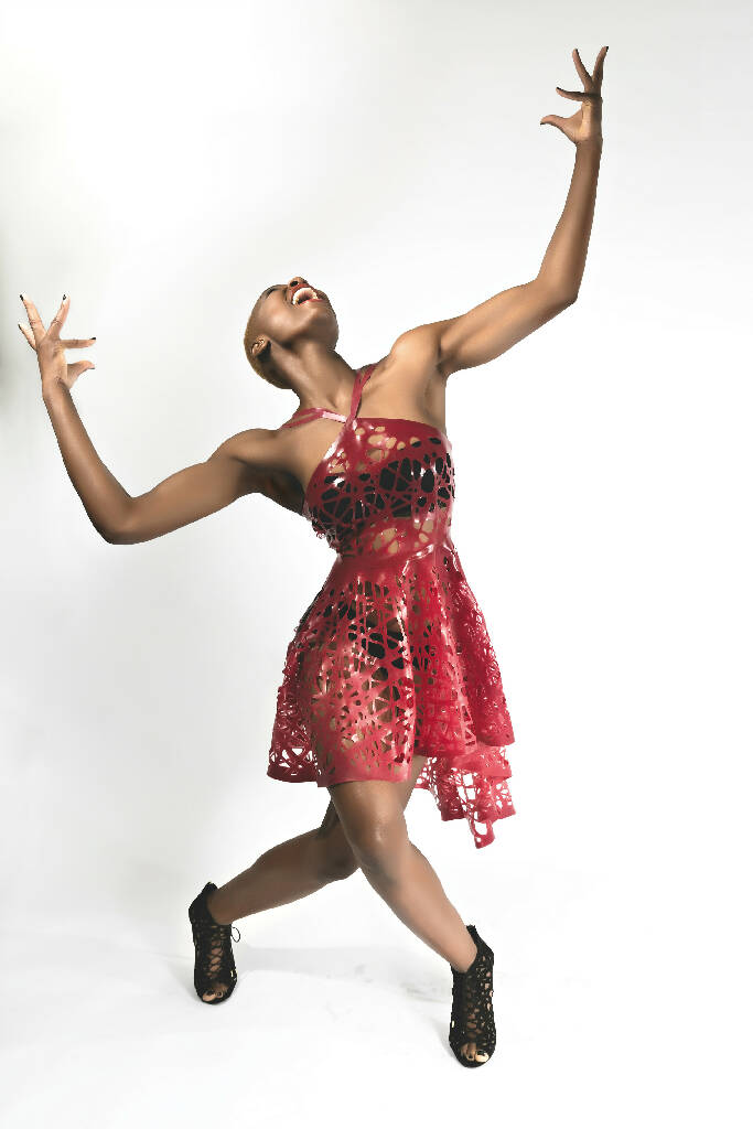 Mesh Latex Dress with High-Low Hem - Roxy