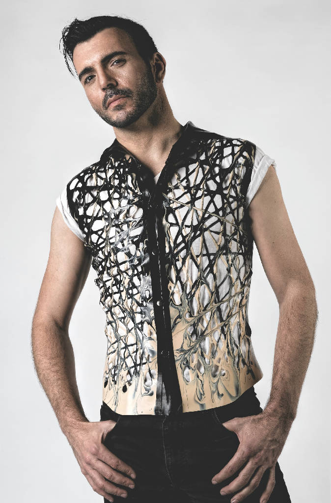 Ombre Mesh Latex Sleeveless Shirt