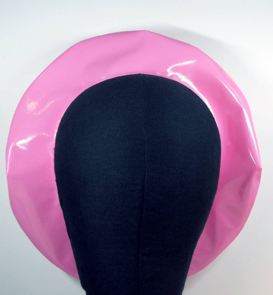Bubblegum pink glossy pvc vinyl beret