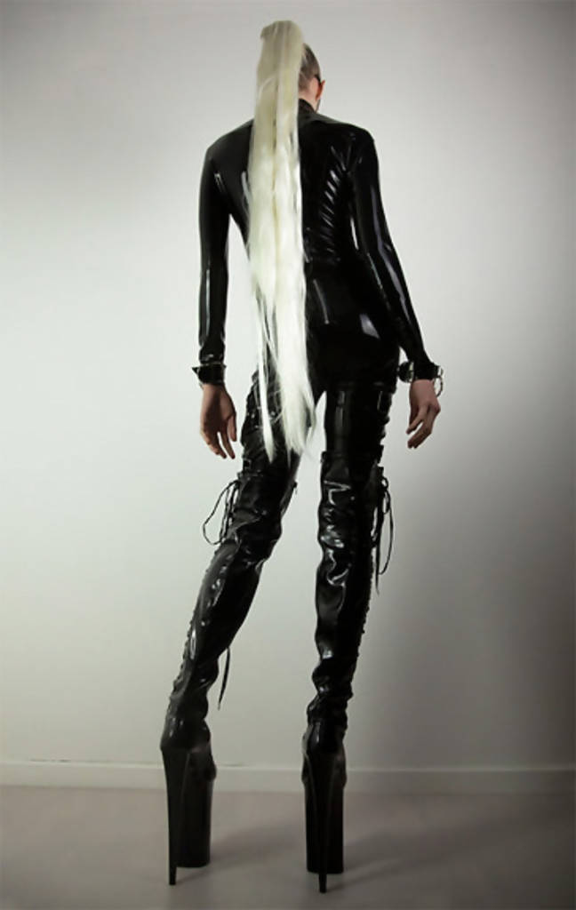 Black latex catsuit