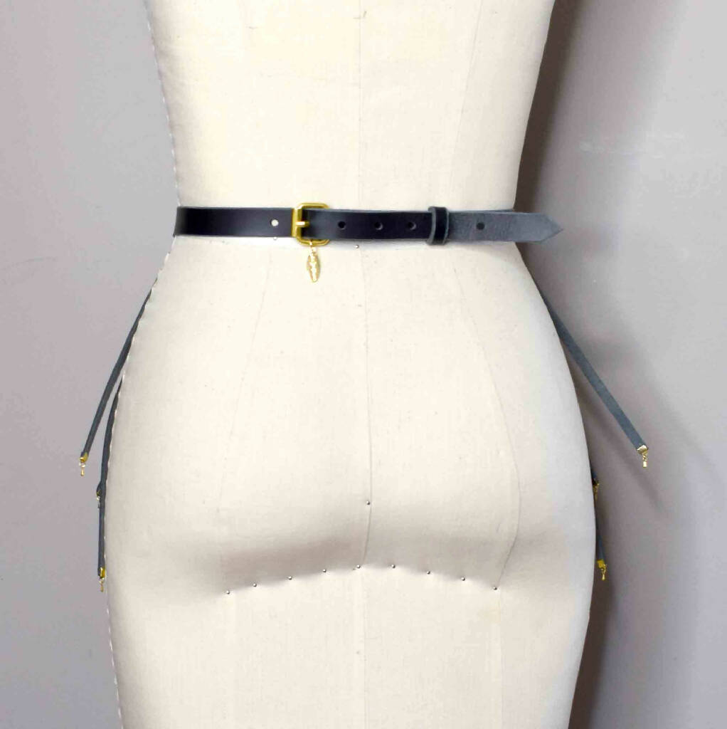 Odile Strappy Black Leather Belt