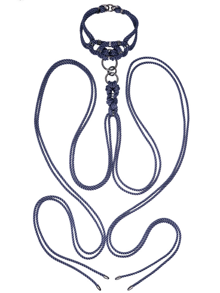 MEGAMI' CHOKER WITH DETACHABLE SELF-TIE HARNESS *NAVY*