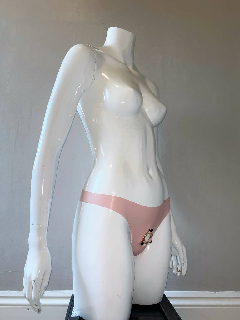 Latex Double Thickness (0.66mm) Metal Wear Strap-on Harness Bikini Brief