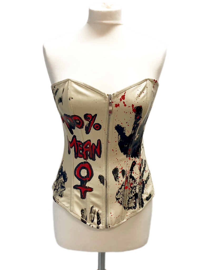 Hand painted VEGAN LEATHER corset 