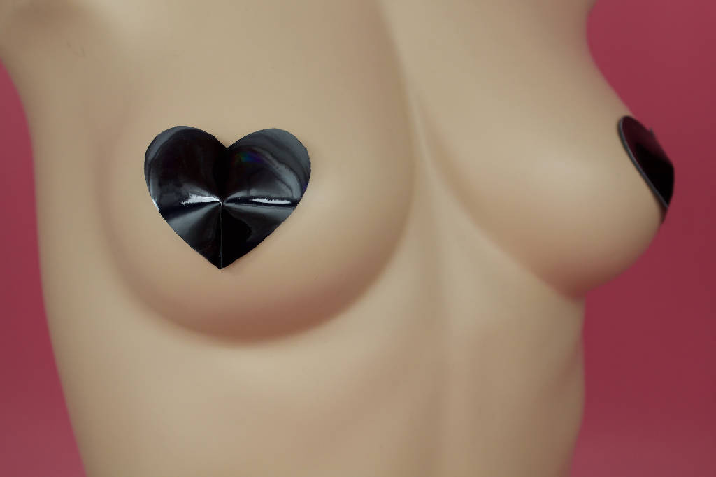Black PVC Heart Nipple Pasties