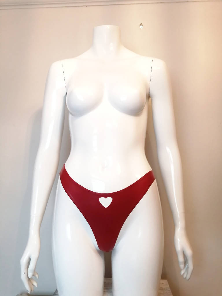 Latex Thong with Cut Out Heart, Custom Made