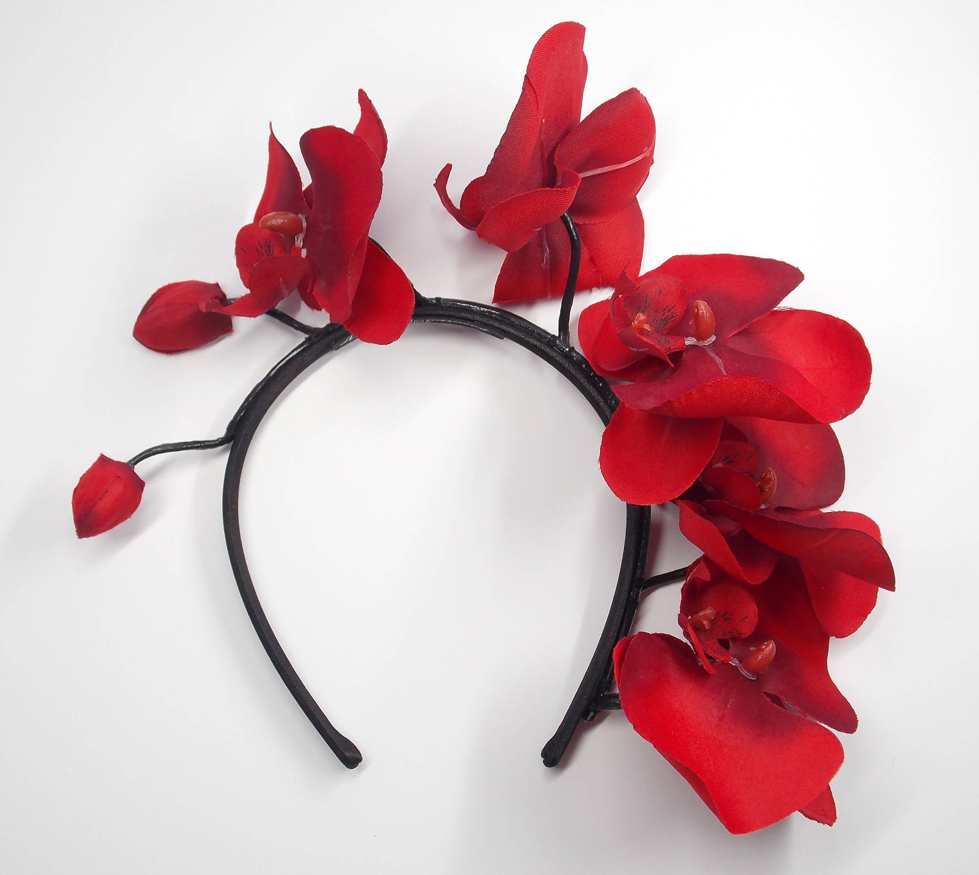 Red orchid flower hair band