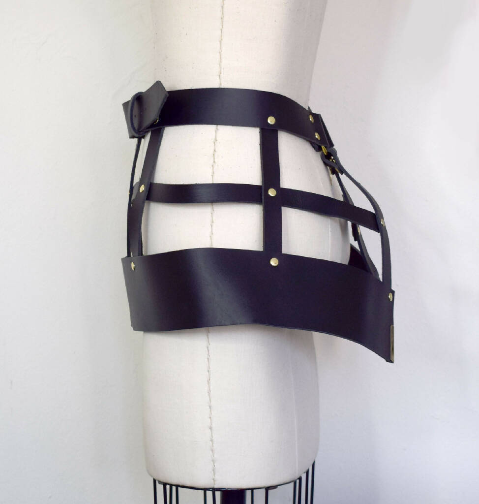Hubris Leather Harness Cage Skirt