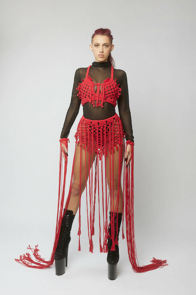 Red Net Skirt / Net Top