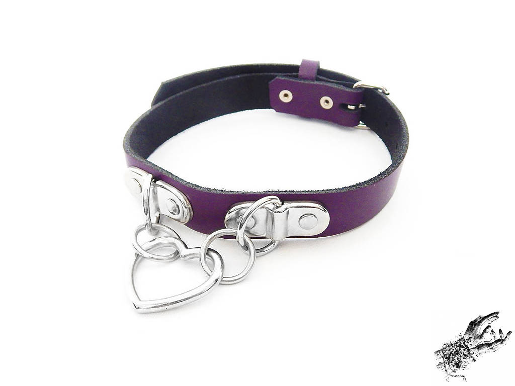 Leather Bound Heart Ring Collar - Leather Bound Heart Choker