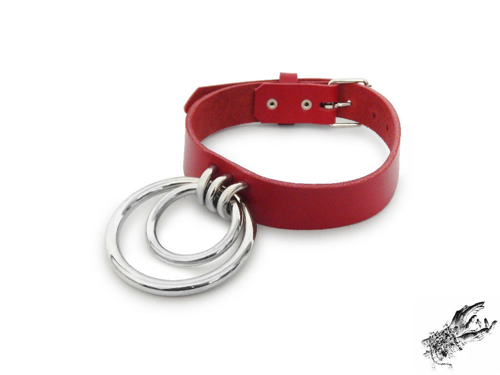 Leather Double O Ring Collar - Leather O Ring Choker