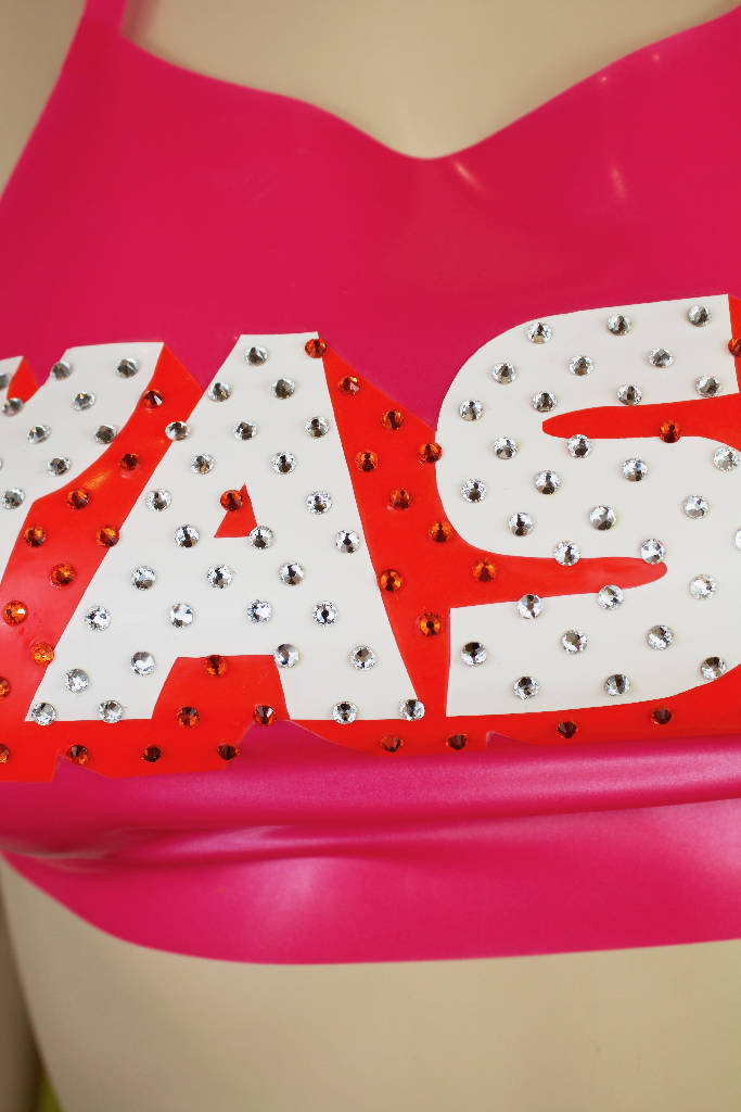 Bedazzled "Yas!" Latex Crop Top
