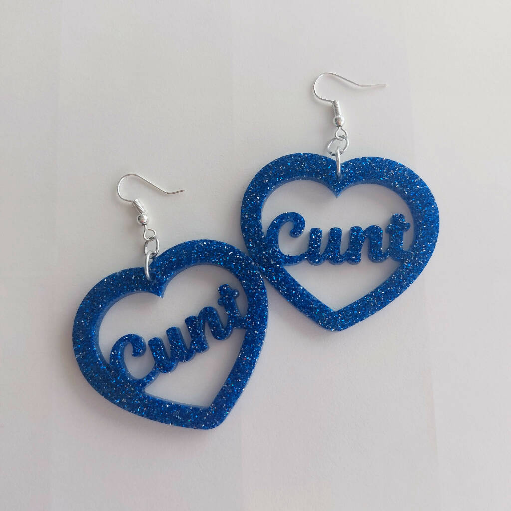 Cunt Heart Cut Out Earrings