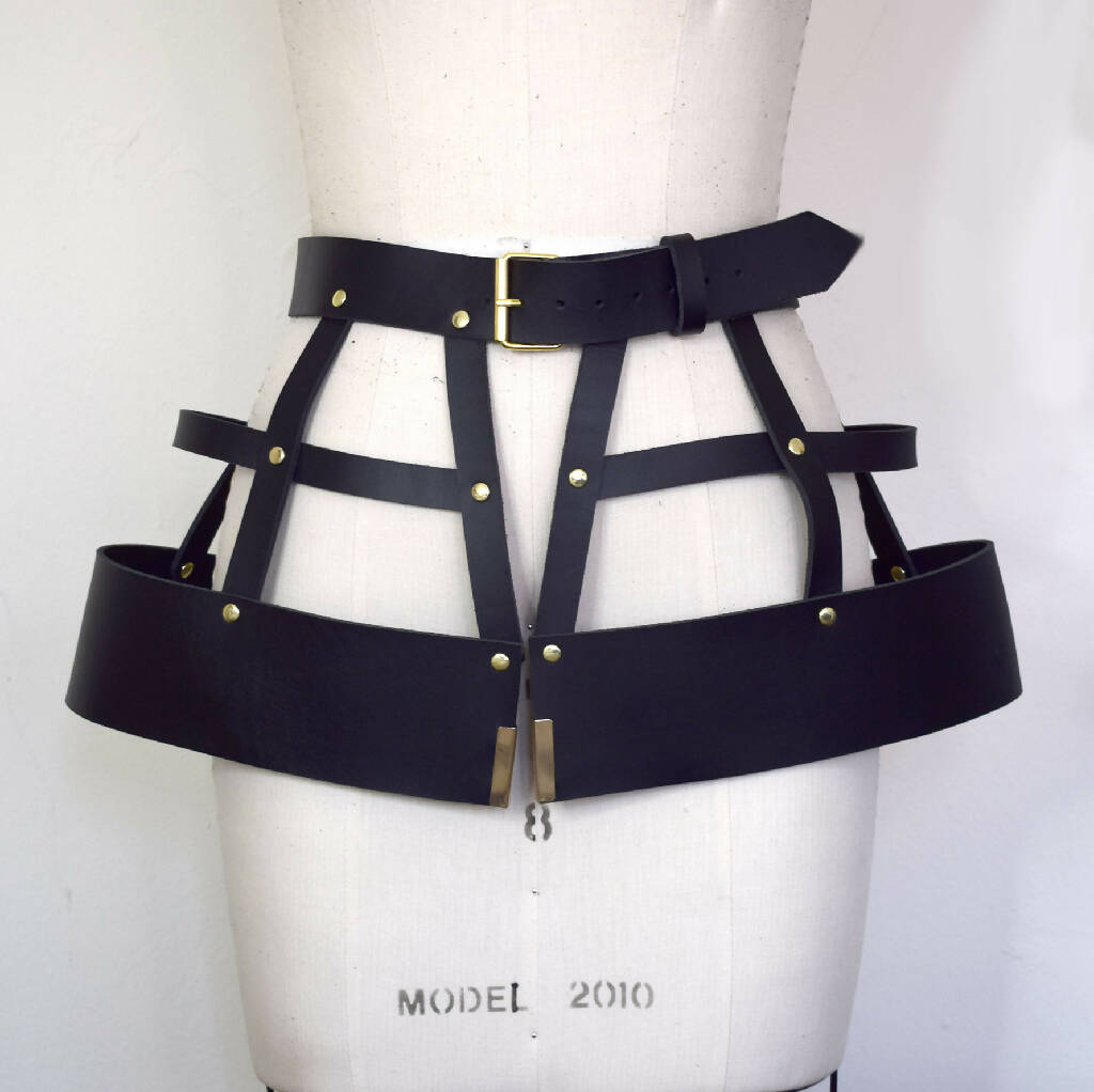 Hubris Leather Harness Cage Skirt