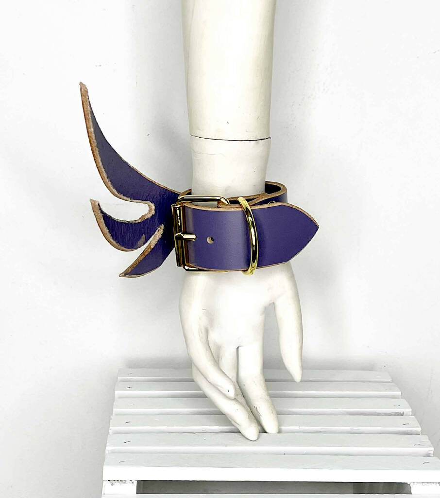 Seraphim Winged Wide Leather Cuffs