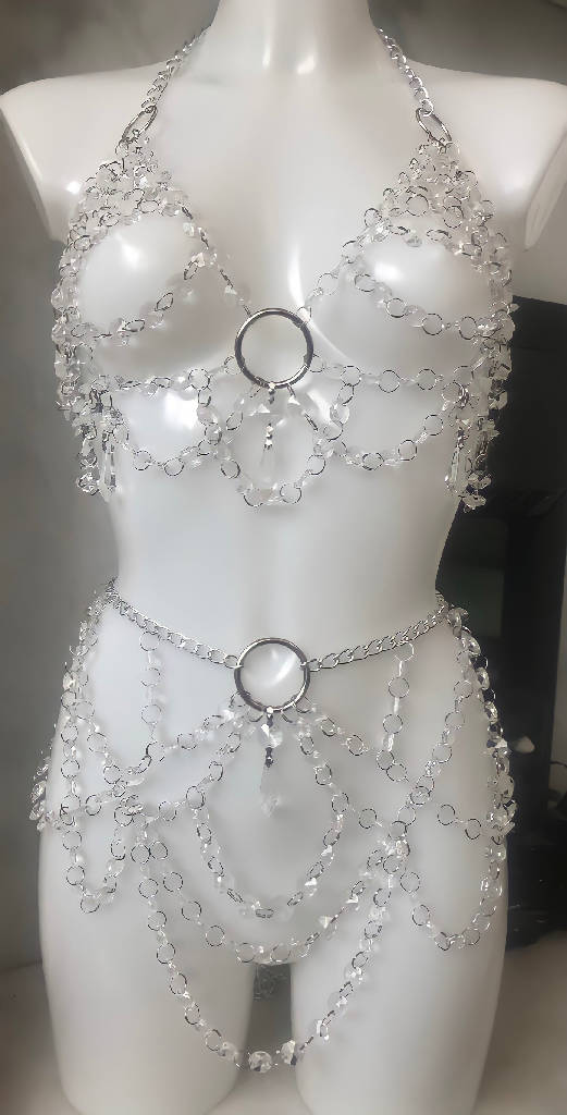 Crystal Chain Harness and Belt Set