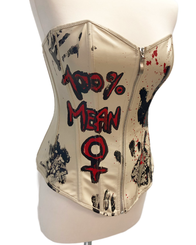Hand painted VEGAN LEATHER corset 