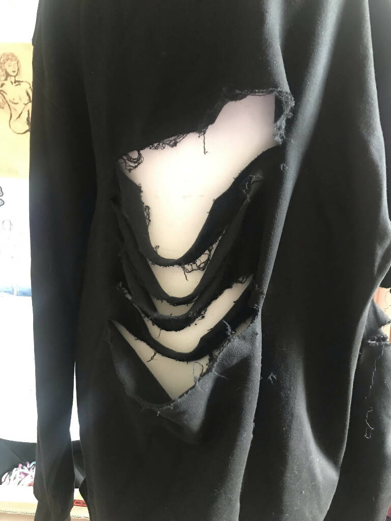 UNISEX Distressed Tentacle Sleeve Sweatshirt Black *SALE*