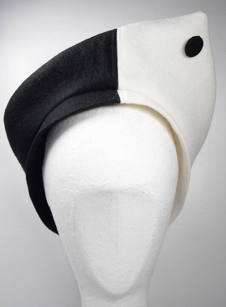 Black and White pointed felt hat, 80s style