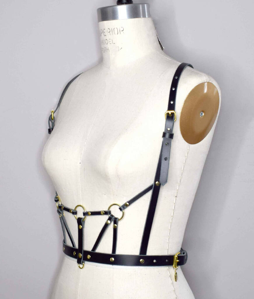 Inanna Strappy Leather Harness Bodice