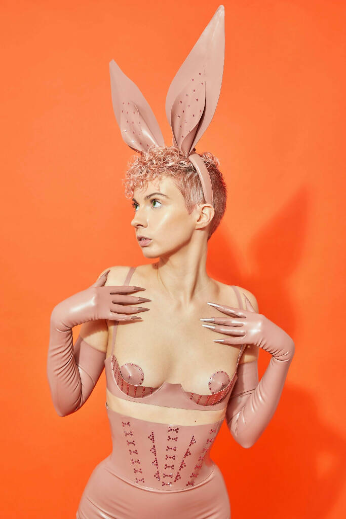 PEAK-A-BOO LATEX DEMI CUP BRA ( PICK YOUR COLOUR )
