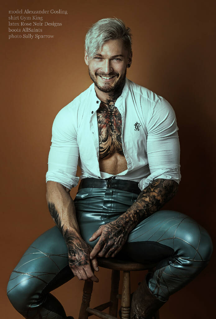 Patterned Latex Trousers Dropped Crotch Crossfade