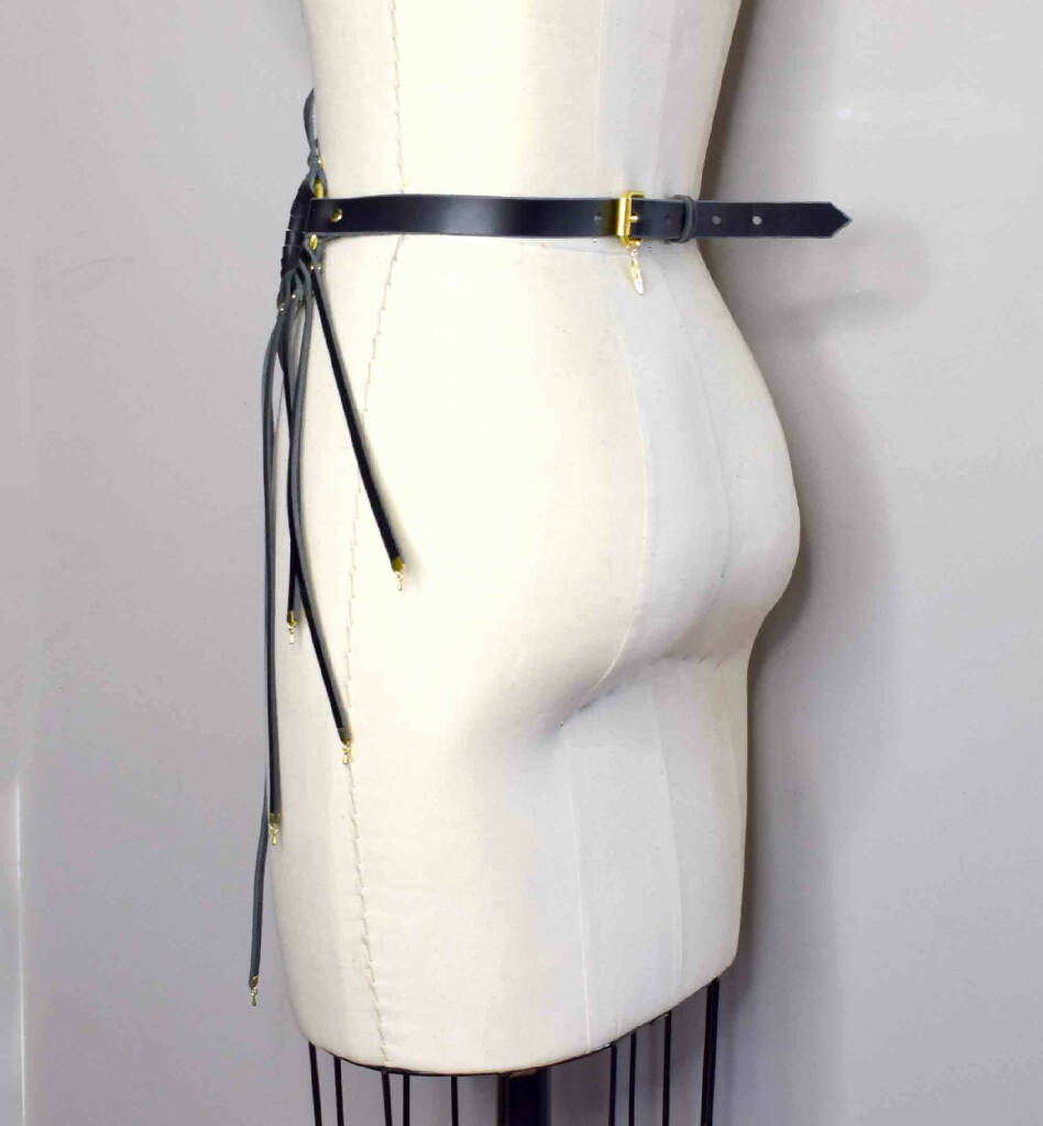 Odile Strappy Black Leather Belt