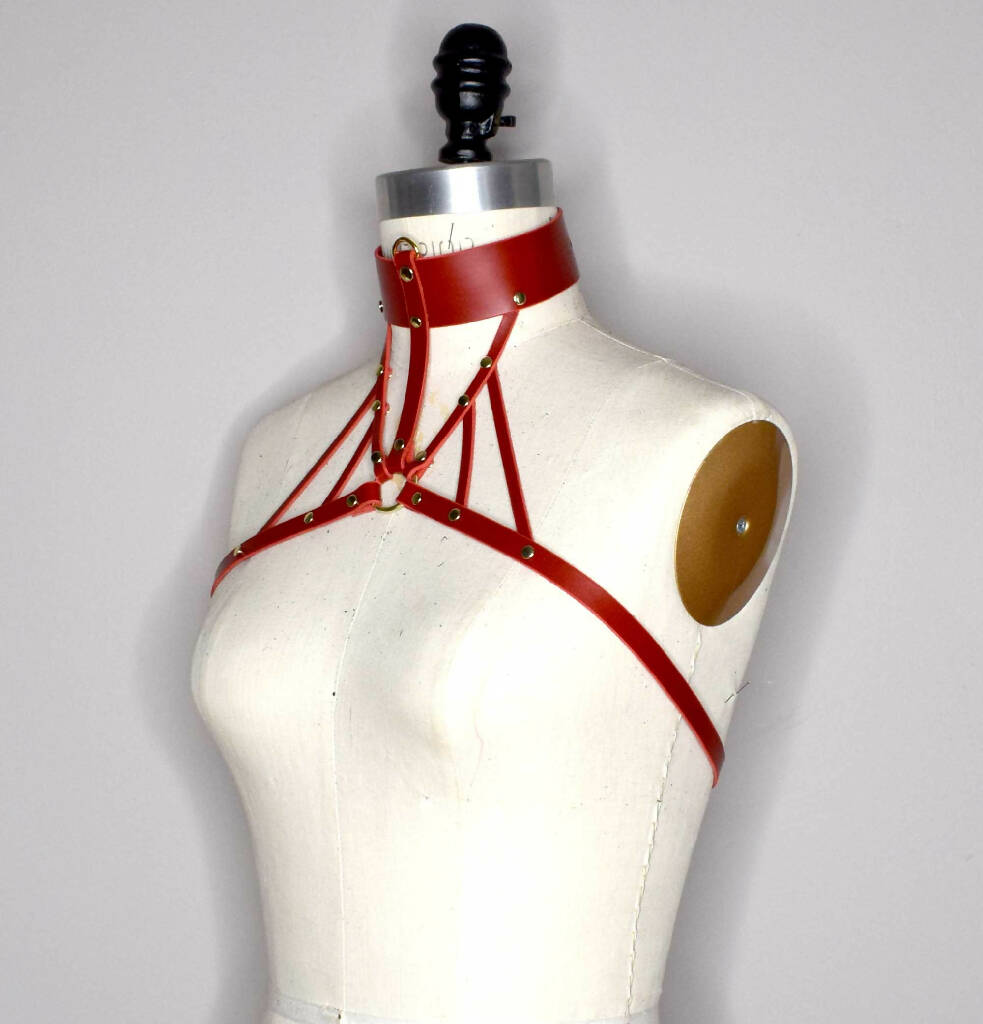 Inanna Wide Leather Collar Harness