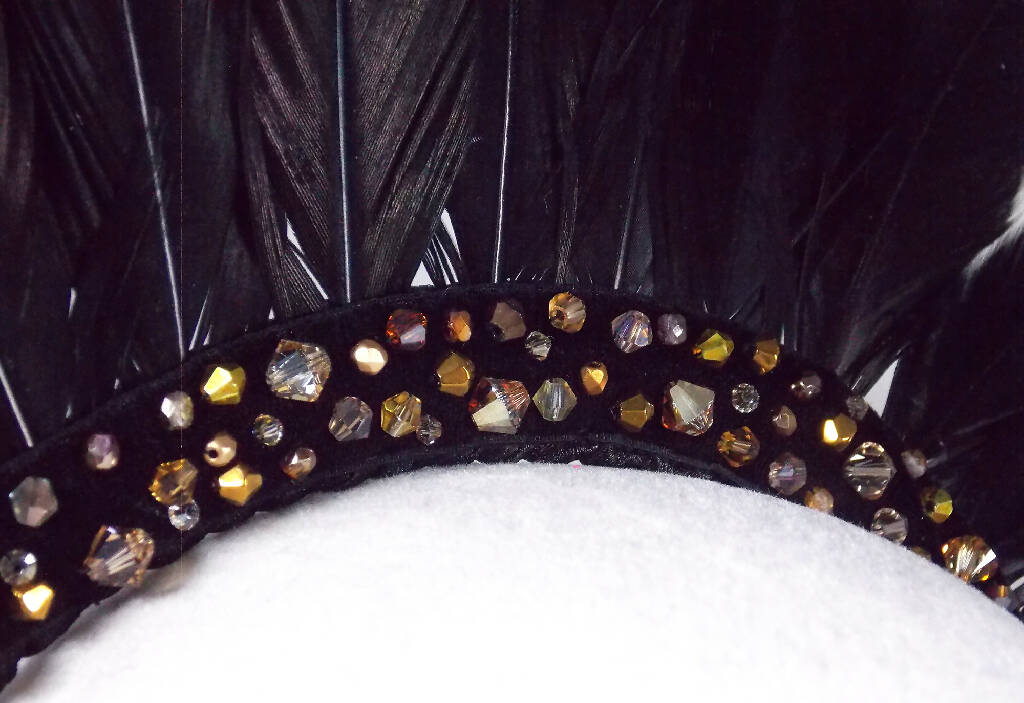 Black and gold large feather carnival headdress