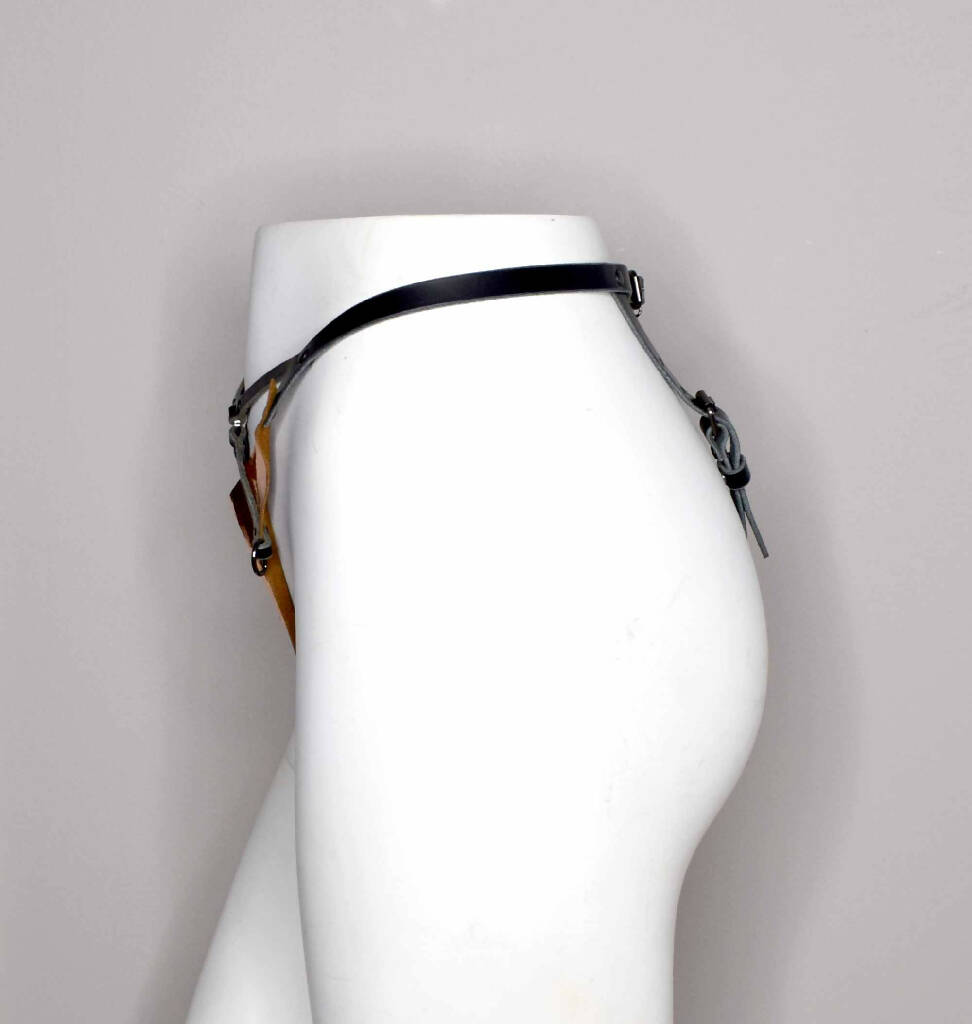 Xenia Rose Gold Crotchless Leather Bikini