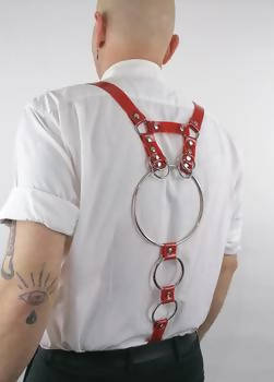 MIRAN Suspenders in Red PVC